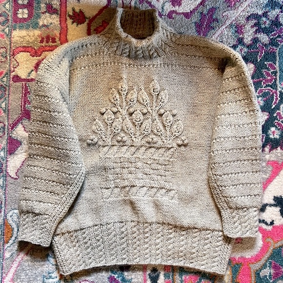 MCKENNA'S VINTAGE WOOL SWEATER OVERSIZED CHUNKY HAND KNIT CREAM MADE IN IRELAND - Picture 3 of 12